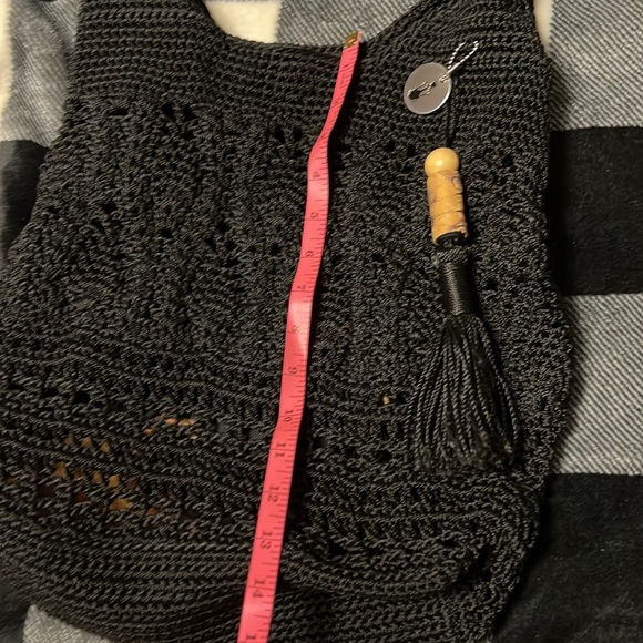 EUC The Sak McClaren Crochet Tote Purse with attached wristlet. Black. - Picture 16 of 17